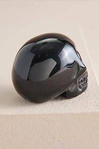 Black Obsidian Skull Figurine