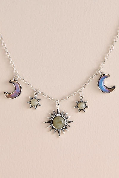 Labradorite Sun and Moon Necklace