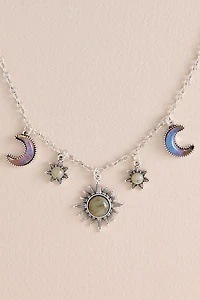 Labradorite Sun and Moon Necklace