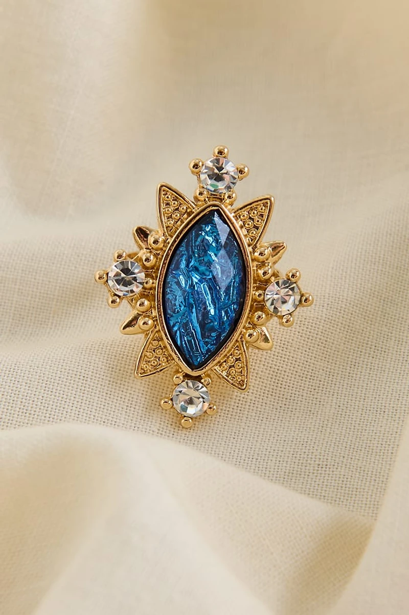 Blue Glass Marquise Ring