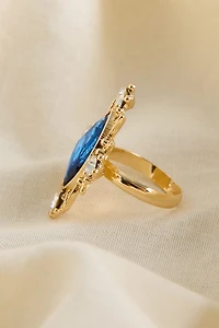Blue Glass Marquise Ring