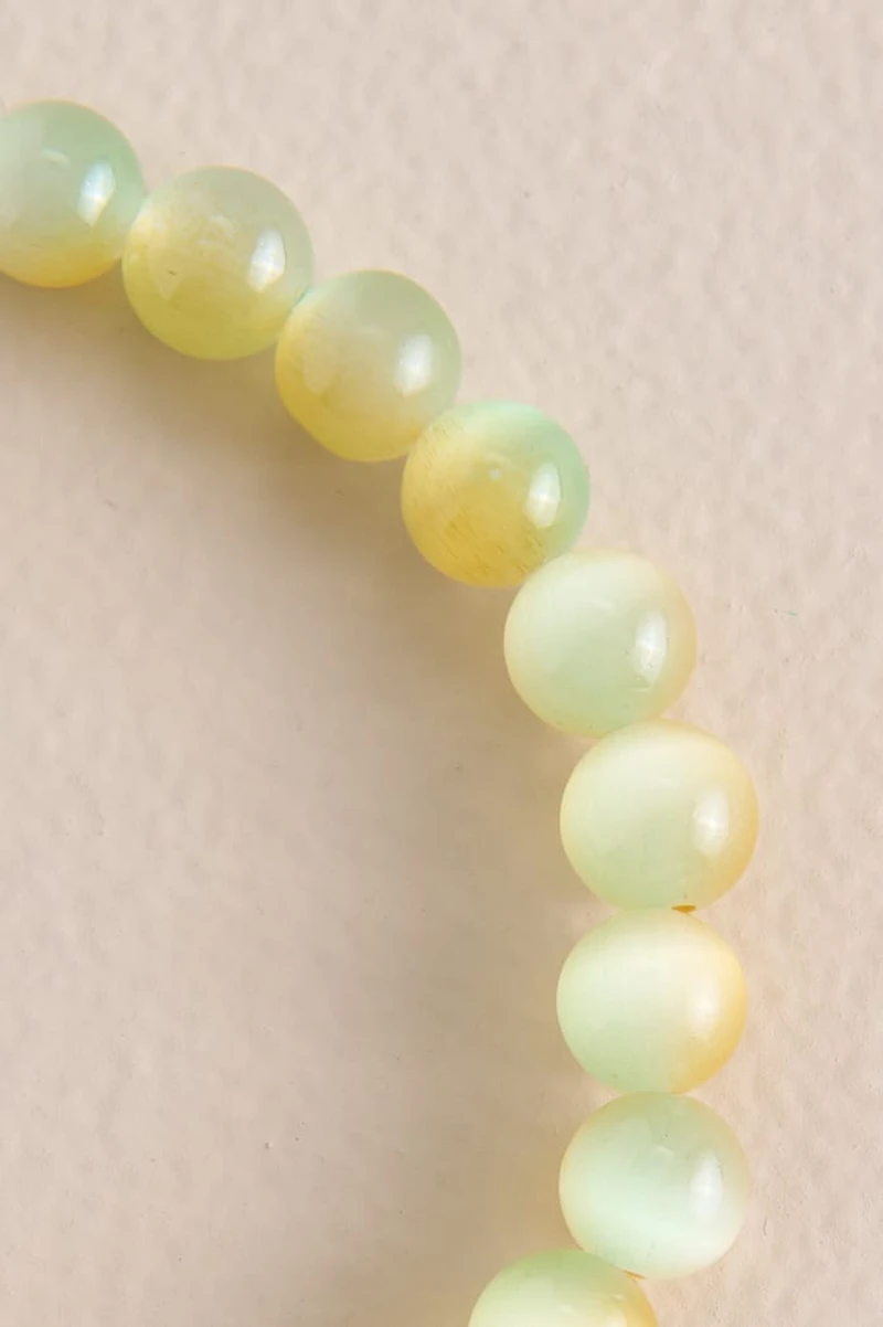 Amber Green Cat's Eye Beaded Bracelet