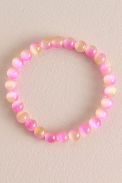 Amber Fuchsia Cat's Eye Beaded Bracelet