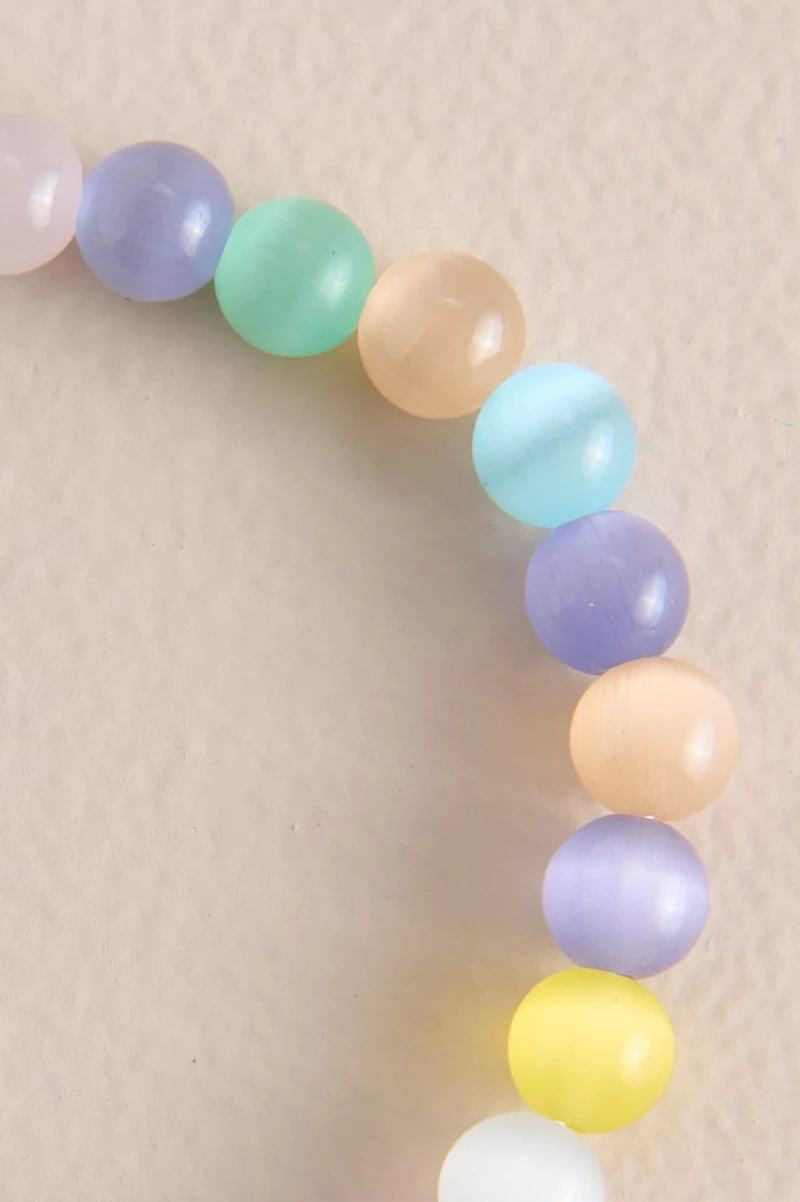 Dark Pastel Cat's Eye Beaded Bracelet