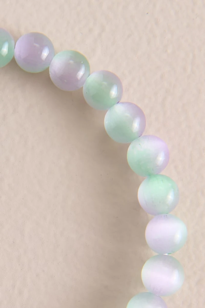 Purple Green Cat's Eye Beaded Bracelet