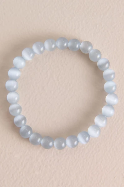Grey Blue Cat's Eye Beaded Bracelet