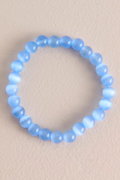 Pastel Blue Cat's Eye Beaded Bracelet