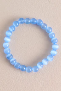 Pastel Blue Cat's Eye Beaded Bracelet