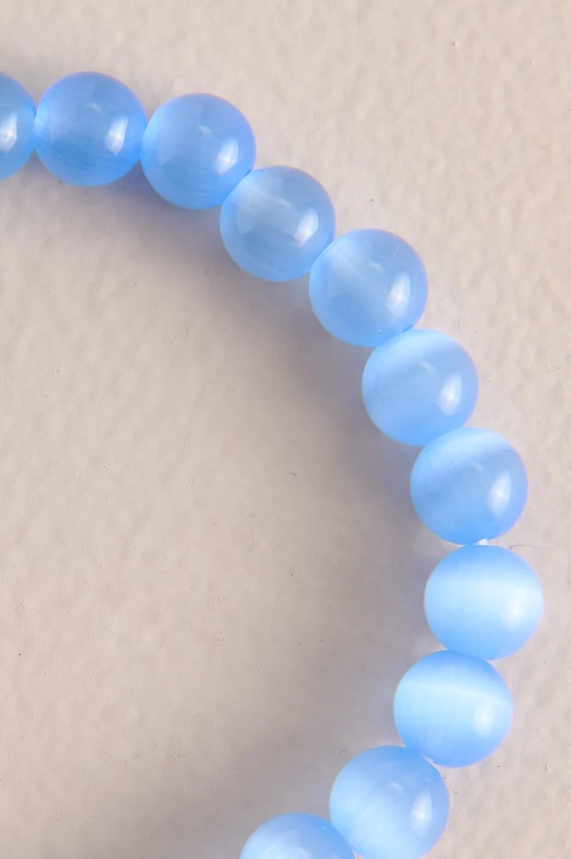Pastel Blue Cat's Eye Beaded Bracelet