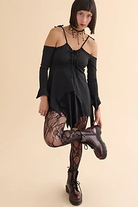 Black Fairy Cold Shoulder Mini Dress