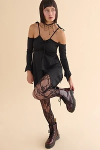 Black Fairy Cold Shoulder Mini Dress