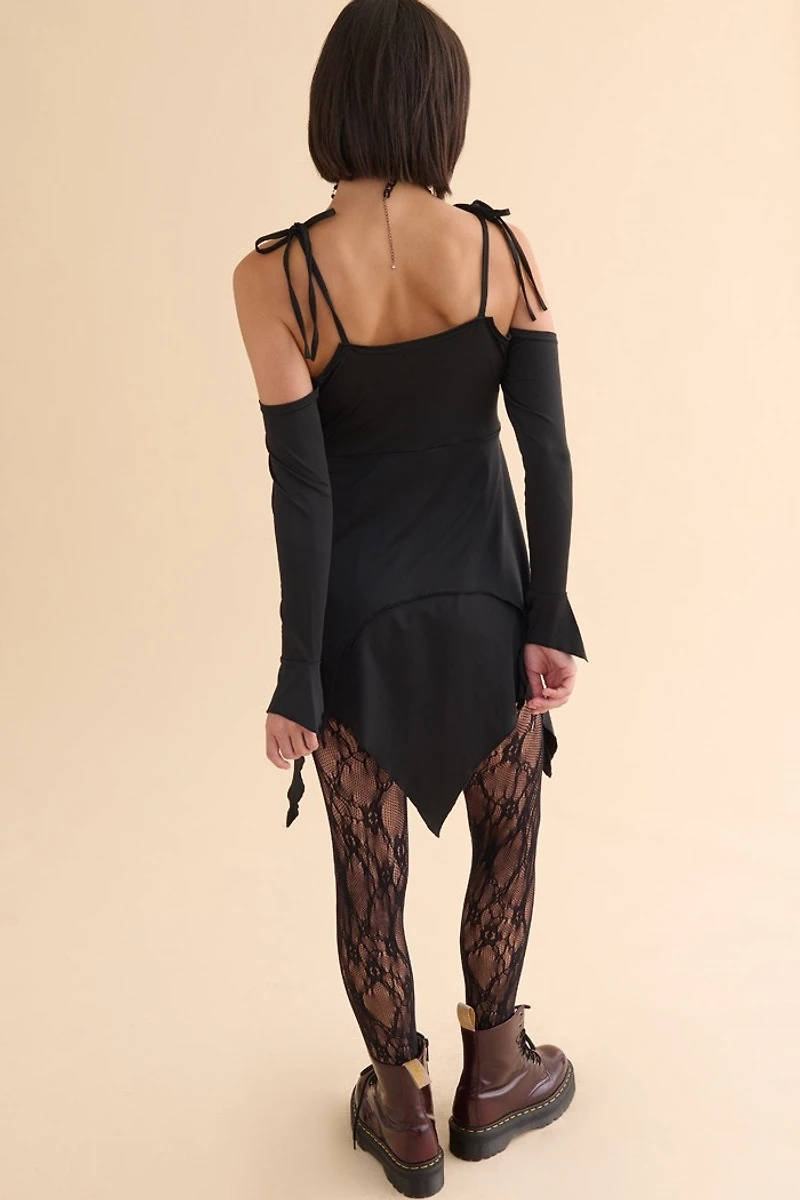 Black Fairy Cold Shoulder Mini Dress