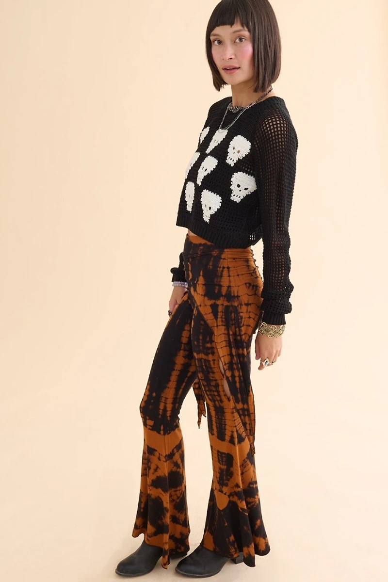 Tie Dye Overlay Panel Flare Pants