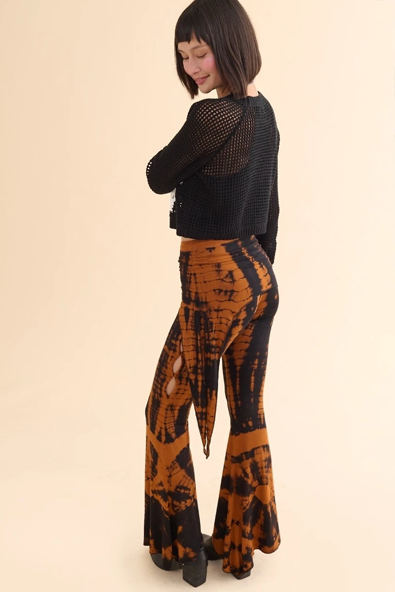 Tie Dye Overlay Panel Flare Pants