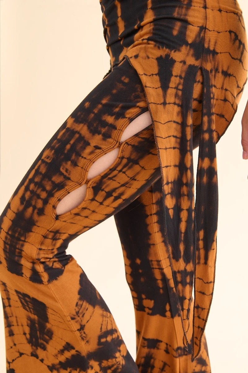 Tie Dye Overlay Panel Flare Pants