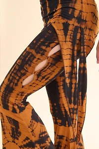Tie Dye Overlay Panel Flare Pants