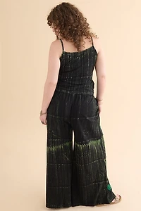 Embroidered Daisy Flower Wide Leg Pants