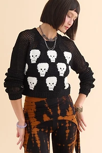 Skeleton Open Knit Cropped Sweater