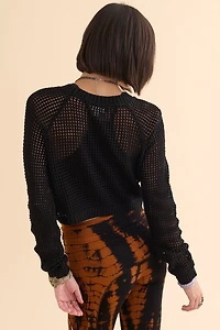 Skeleton Open Knit Cropped Sweater