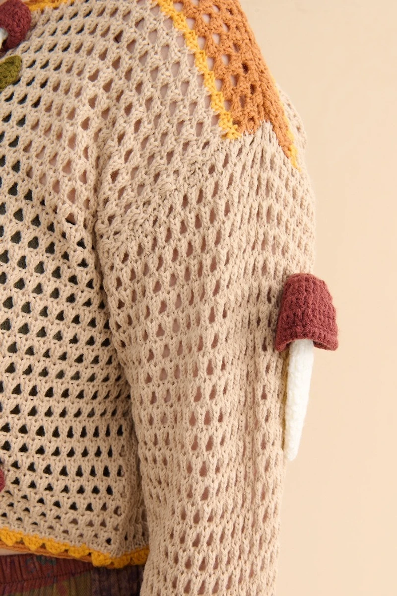 Mushroom Crochet Cropped Sweater