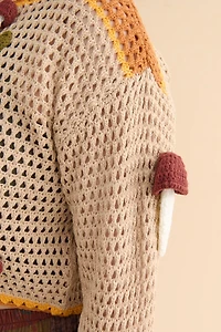 Mushroom Crochet Cropped Sweater