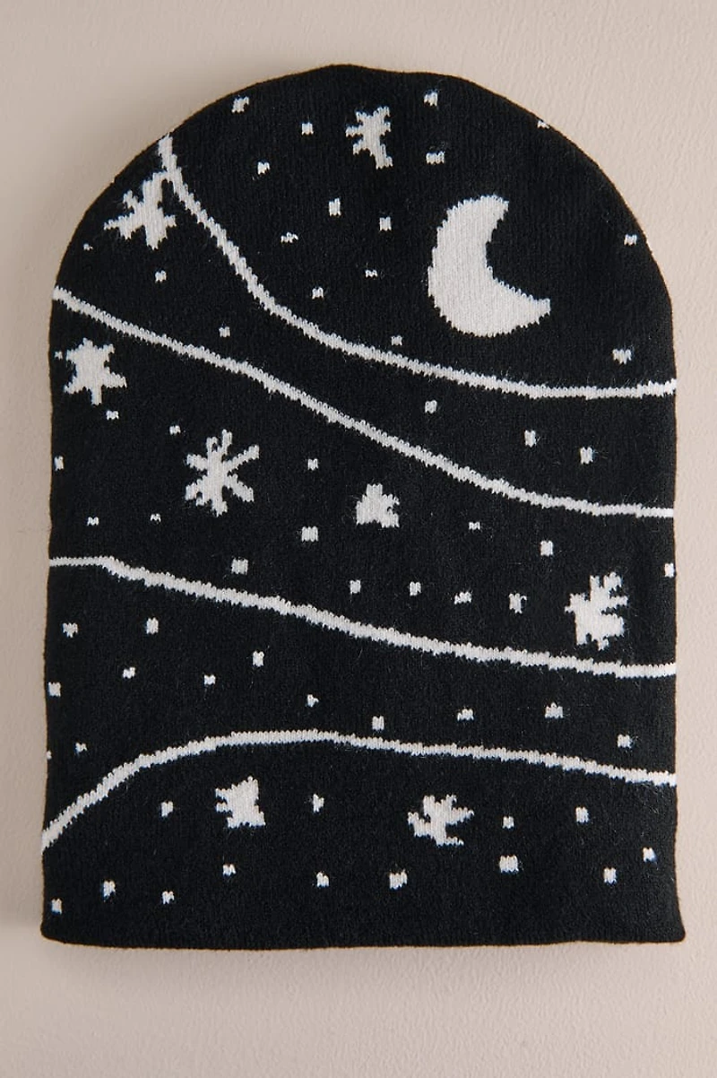 Moon Phase Reversible Beanie Hat