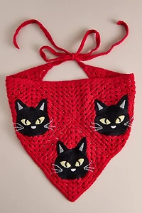 Red Black Cat Crochet Bandana Scarf