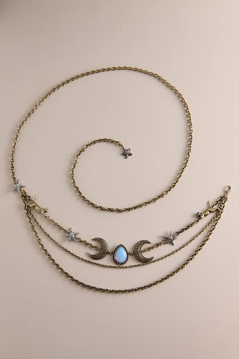 Opalite Moon Phase Triple Chain Belt
