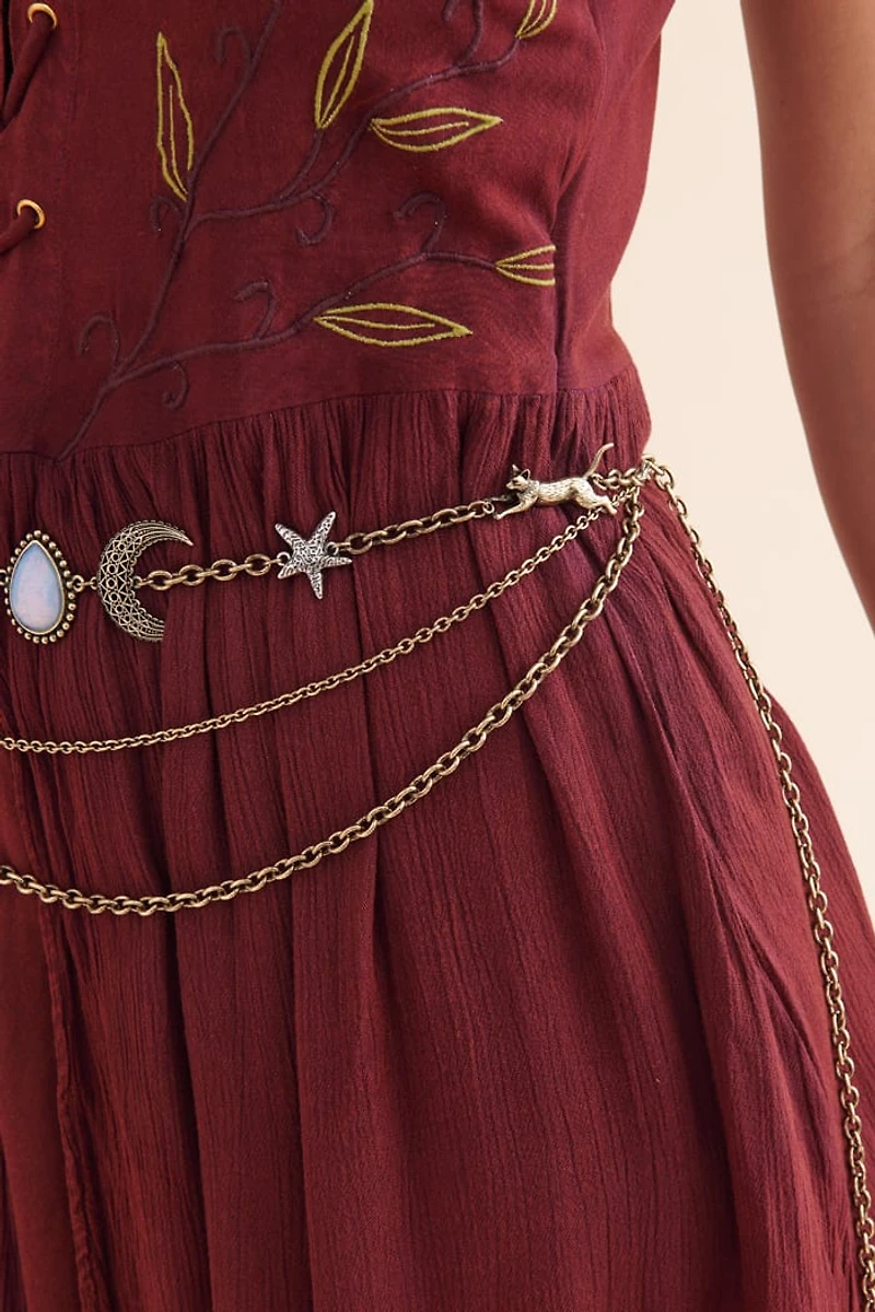 Opalite Moon Phase Triple Chain Belt