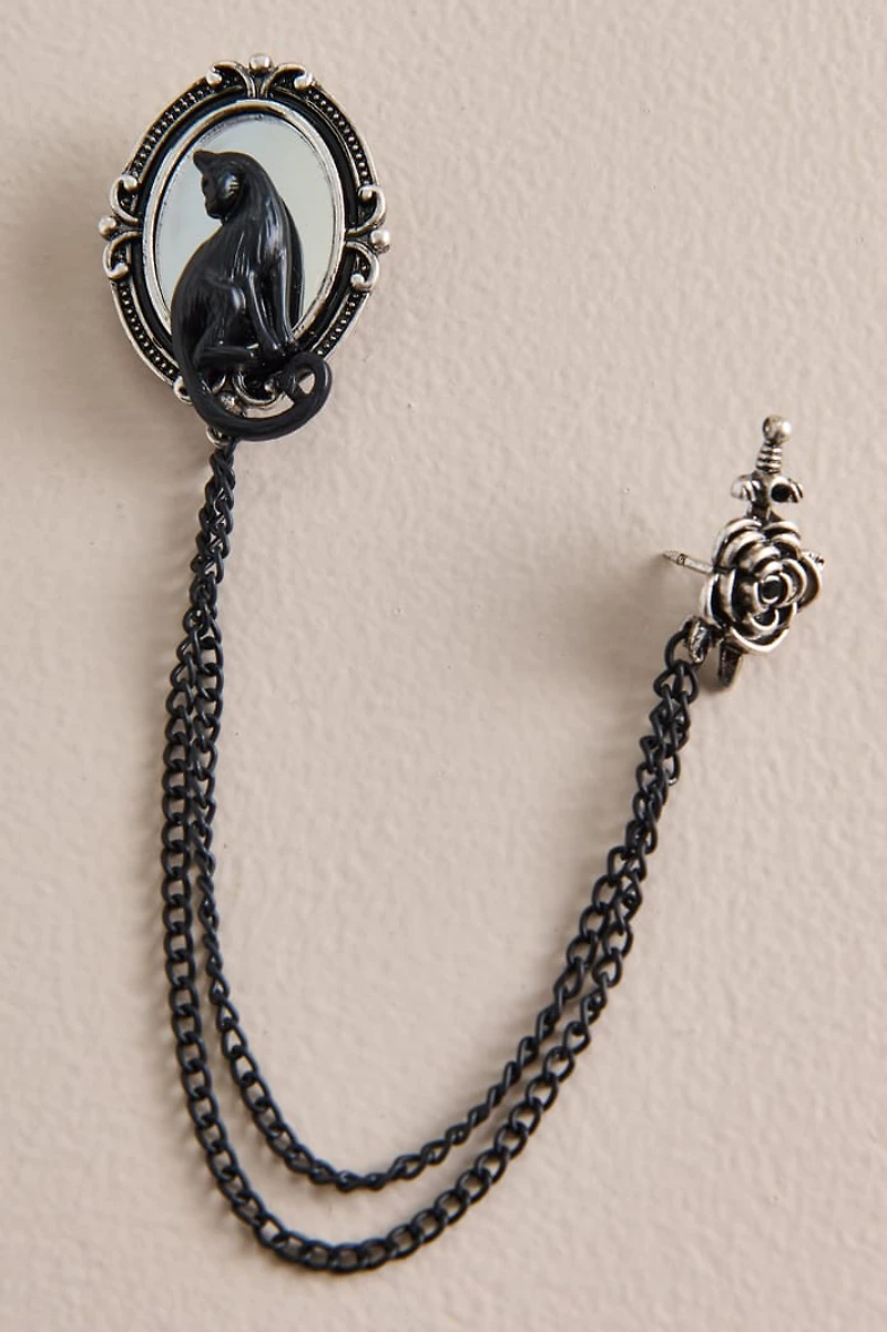 Black Cat Chain Brooch