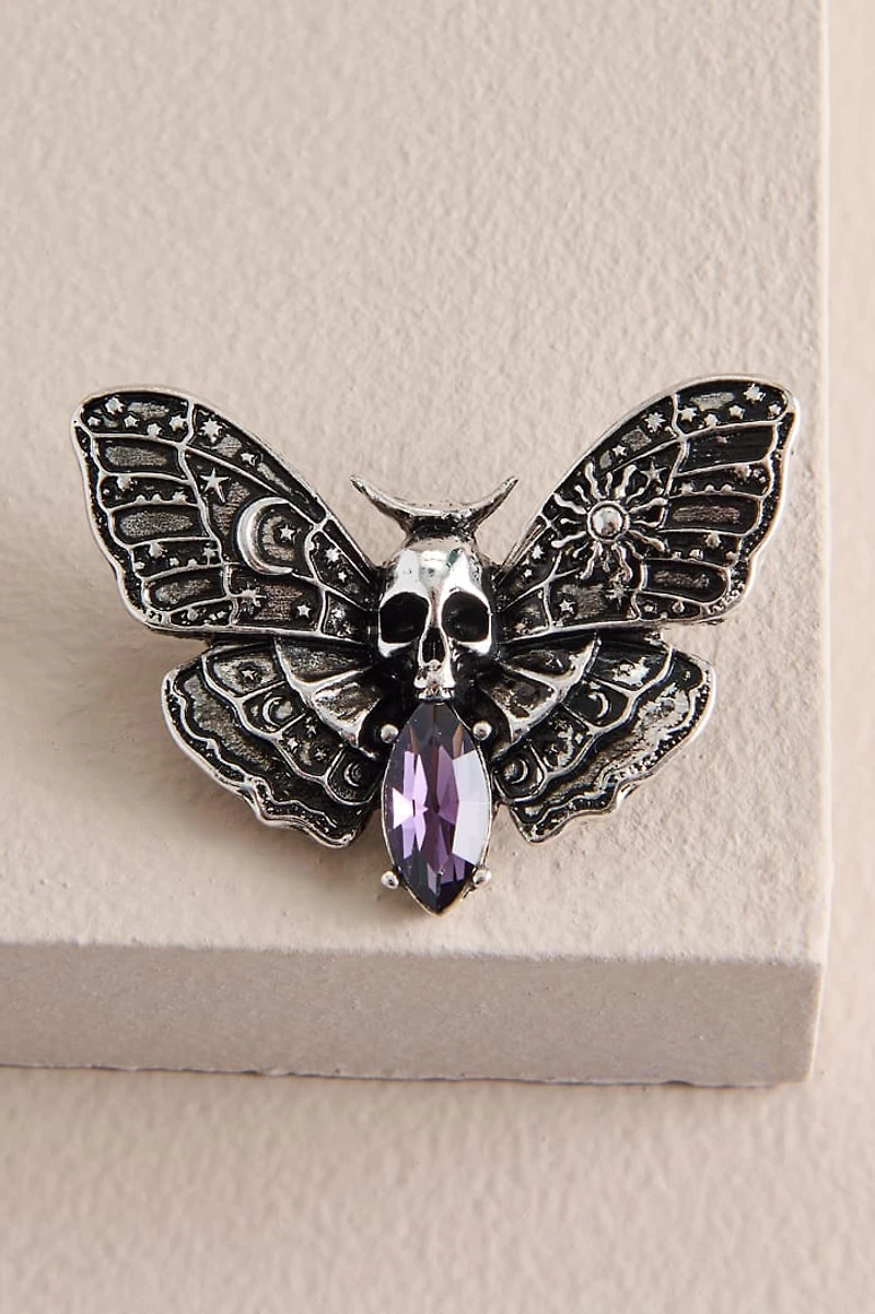 Silver Moth Brooch