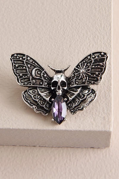 Silver Moth Brooch