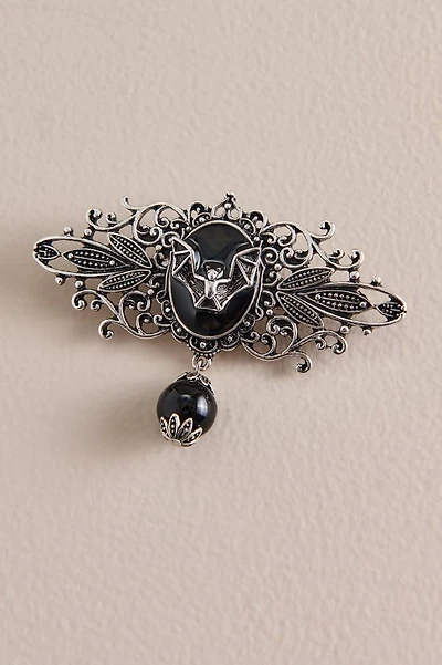 Black Bat Dangling Charm Brooch