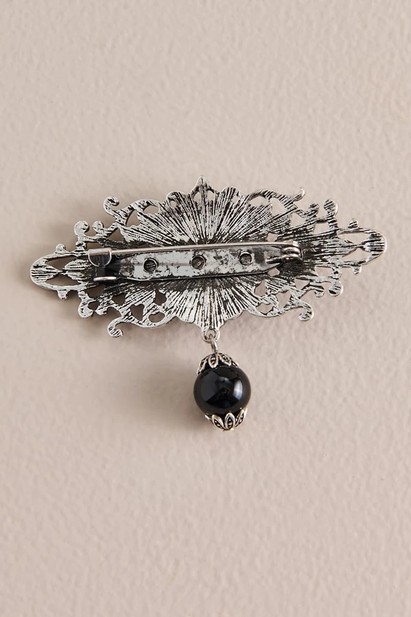 Black Bat Dangling Charm Brooch