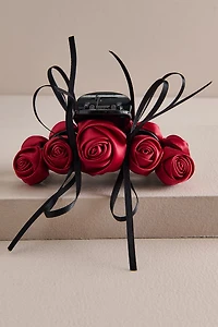 Red Roses Bow Claw Clip