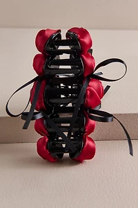 Red Roses Bow Claw Clip