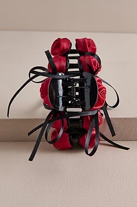 Red Roses Bow Claw Clip