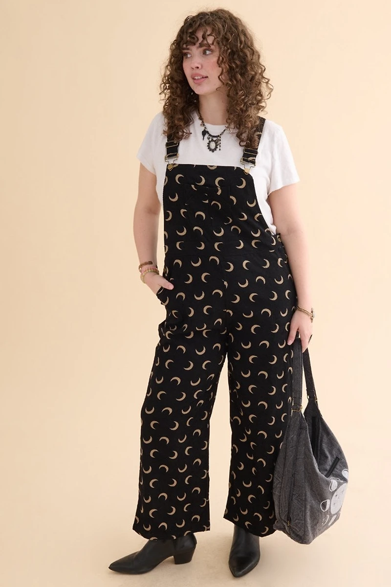 Crescent Moon Corduroy Overalls
