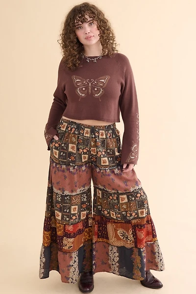 Bloom Patchwork Flare Leg Pants