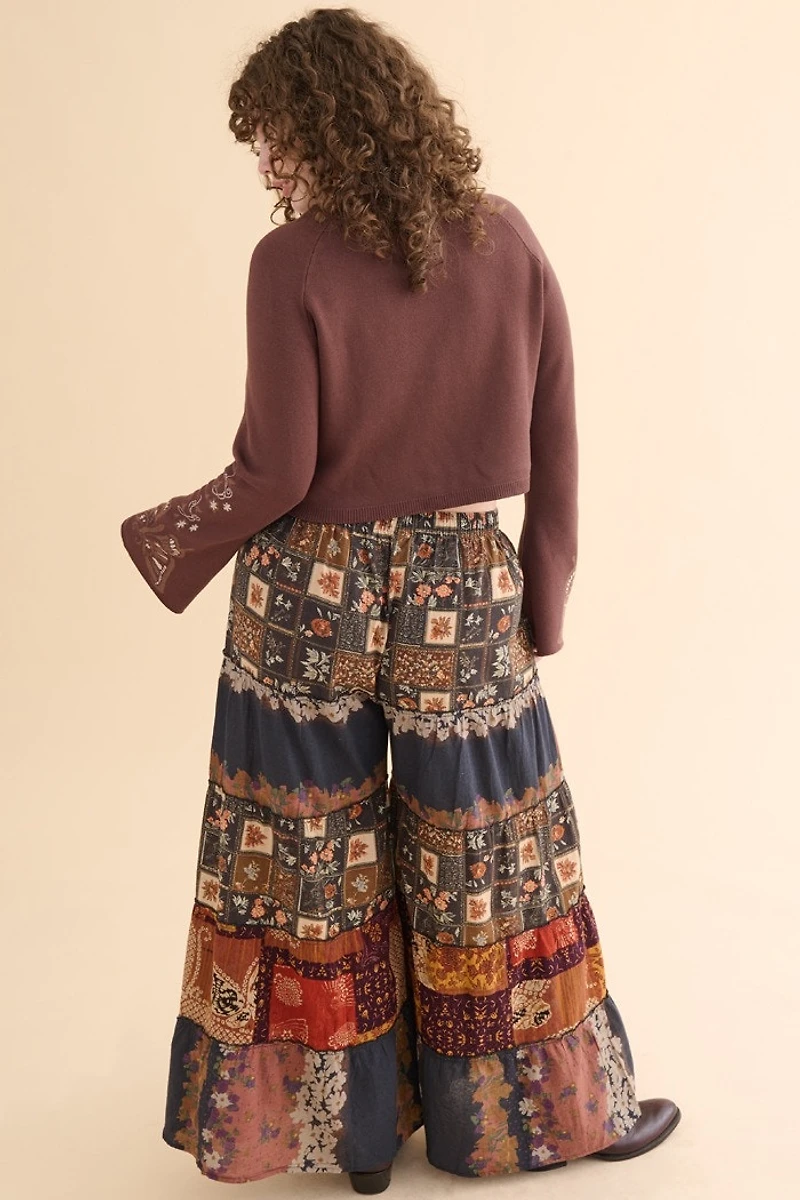 Bloom Patchwork Flare Leg Pants