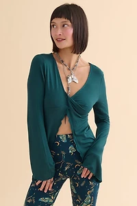 Teal Open Twist Front Top