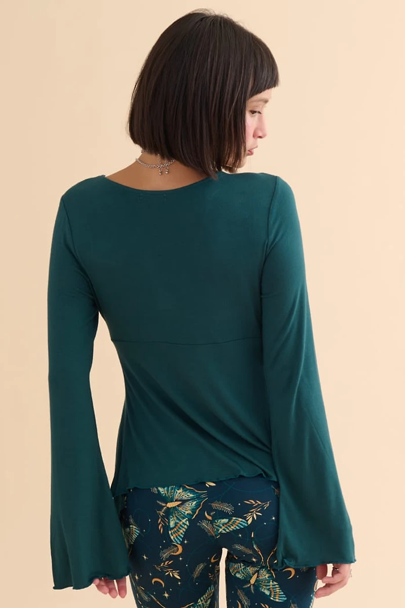Teal Open Twist Front Top