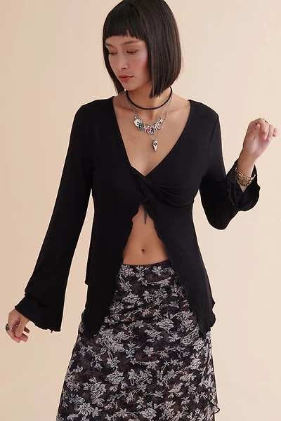 Black Open Twist Front Top