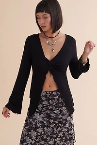 Black Open Twist Front Top
