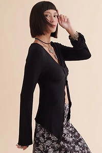 Black Open Twist Front Top