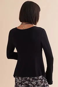 Black Open Twist Front Top