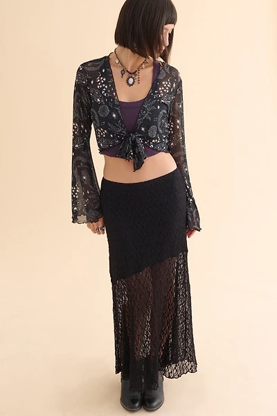 Black Asymmetrical Lace Maxi Skirt