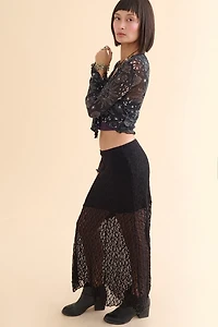 Black Asymmetrical Lace Maxi Skirt