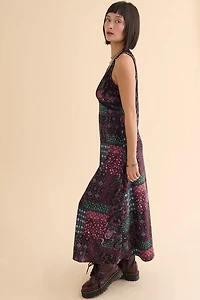 Jewel Paisley Velvet Lace Maxi Slip Dress