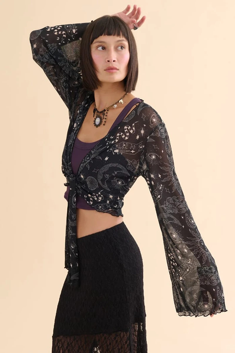Black Celestial Mesh Shrug Cardigan